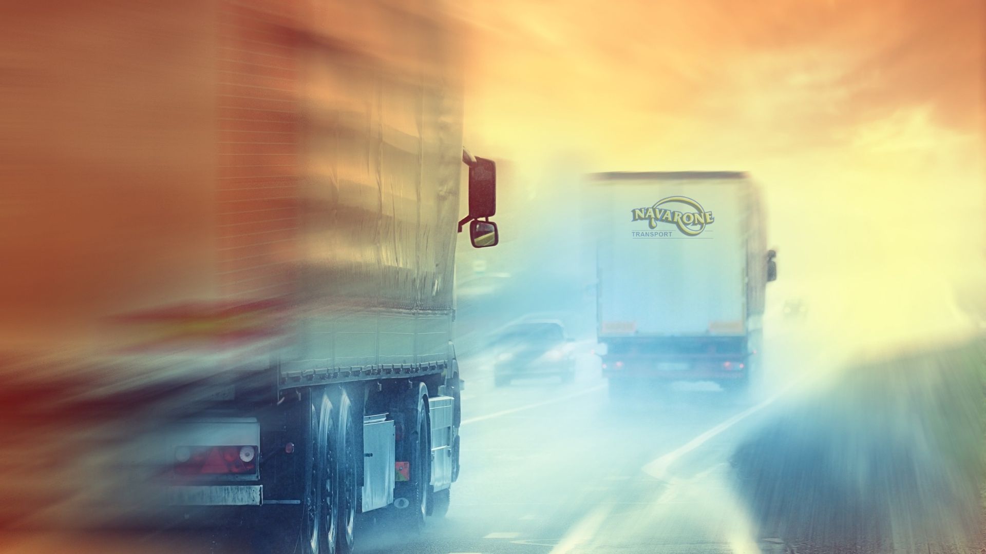 Navarone truck on the freeway in the rain